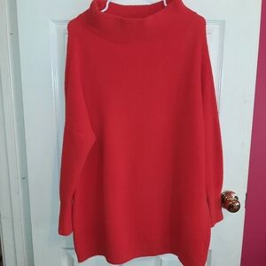 Free People Bright Red Ottoman Tunic Sweater